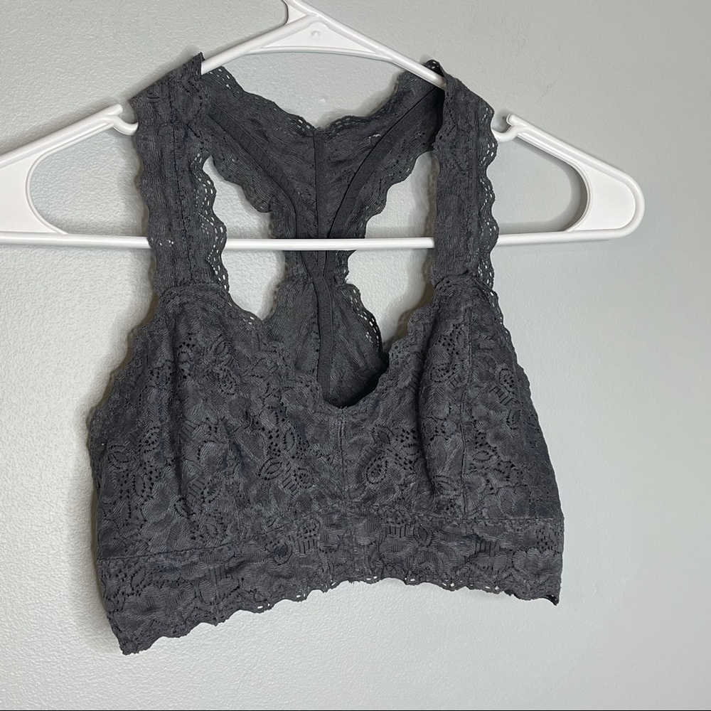 Womens FELINA LINGERIE Gray Lace Bralette Bra S.